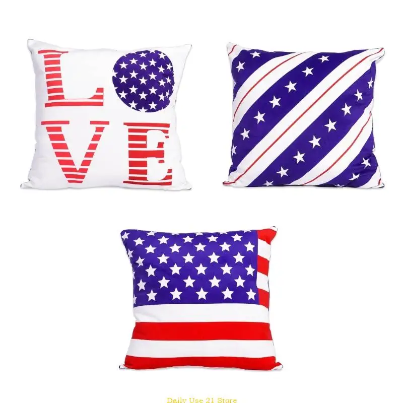 

Decorative Throw Pillow 35x35cm Square Pillow Independence Day Decorations for Bedroom Livingrooms Sofa Car Decors