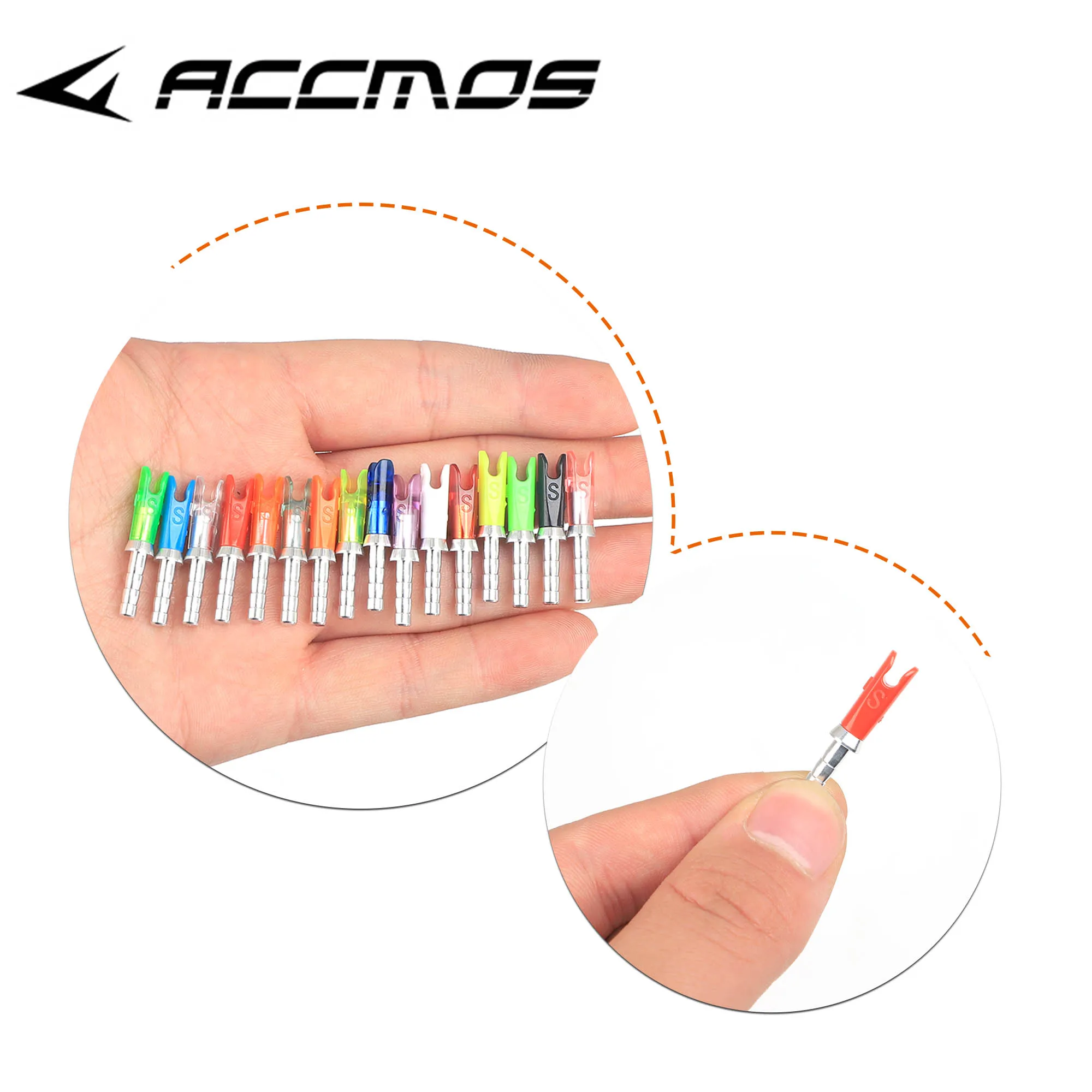 36pcs Arrow Pin Nocks Size S Arrow Nock +Aluminum Pin For ID 3.2 mm 4.2 mm 6.2 mm Carbon Arrow Shaft DIY Archery Accessories 6