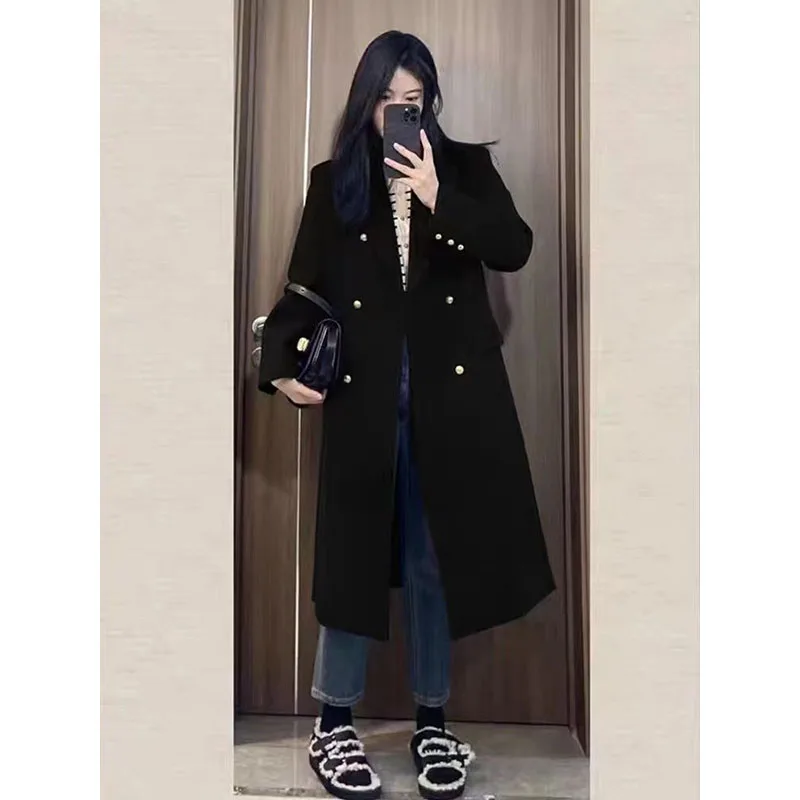2023 Autumn And Winter New Korean Version Loose Mid Length Fashion Style Thickened Wool Coat For Women