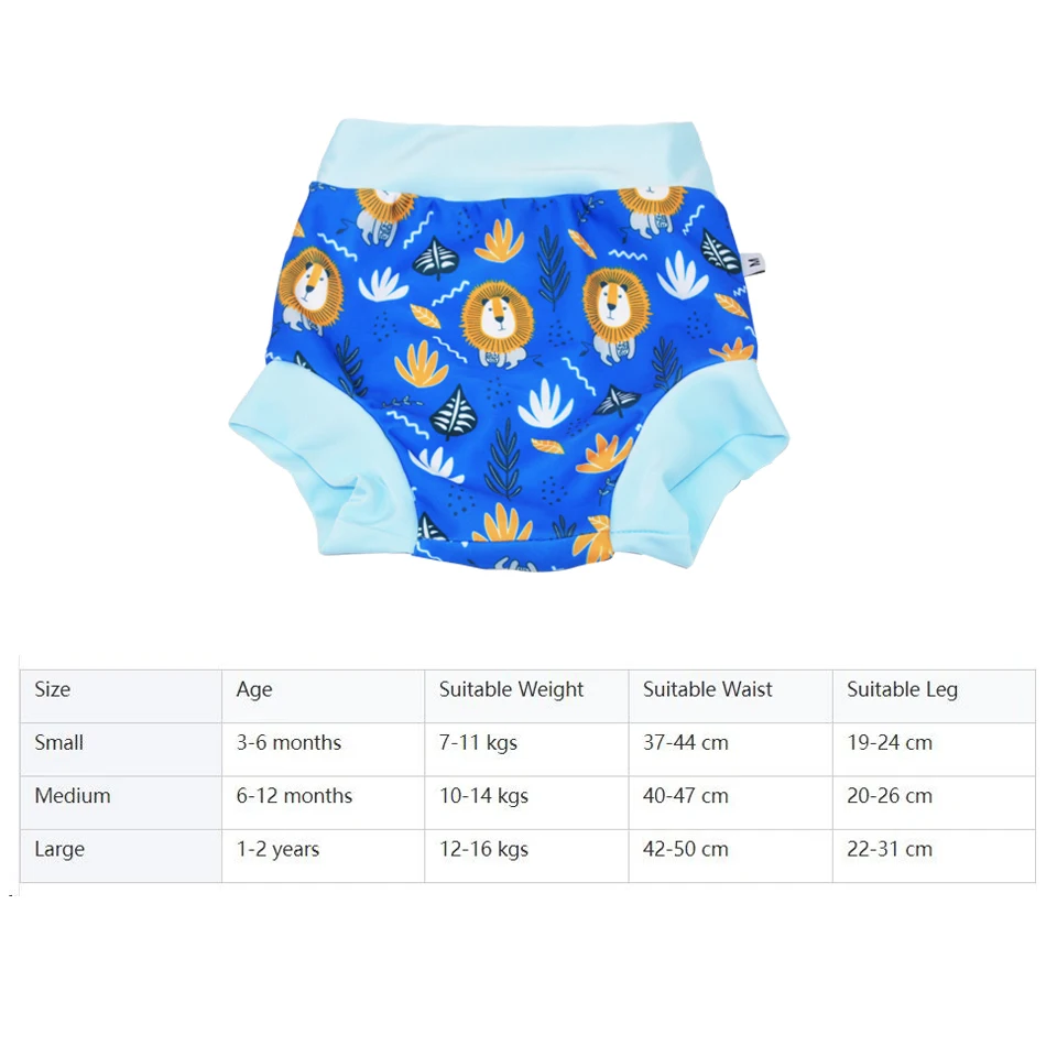 Cloth Diapers,Waterproof Diapers,Swim Diaper WizInfant Ecological Children Leakproof Swimming Diapers Newborn Baby High Waist Trunks Cartoon Printed Cloth Diaper For Child