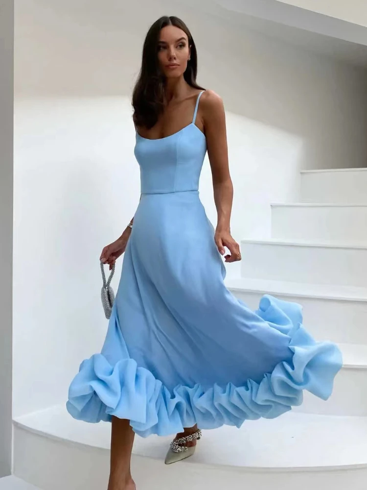 

Женское плиссированное платье-трапеция, летнее платье с оборками и объемными цветами