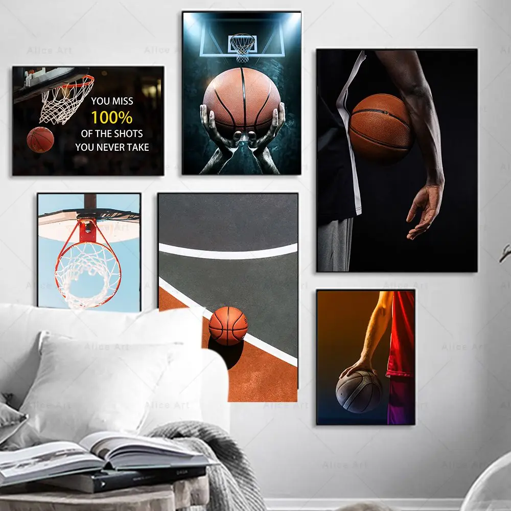 

Basketball Dream Inspirational Quotes Posters Prints Basketball Player Canvas Painting Wall Art Pictures Living Room Home Decor