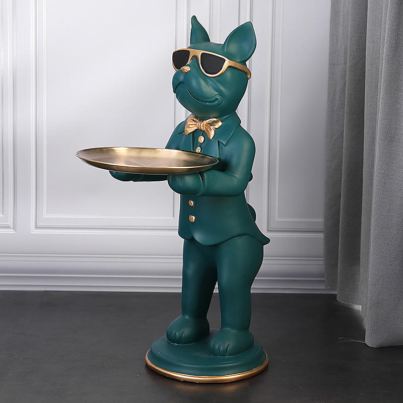 Creative Large Dog Sculpture 3 Creative large Cool dog statue sculpture tray Floor decoration Nordic living room Light luxury Soft