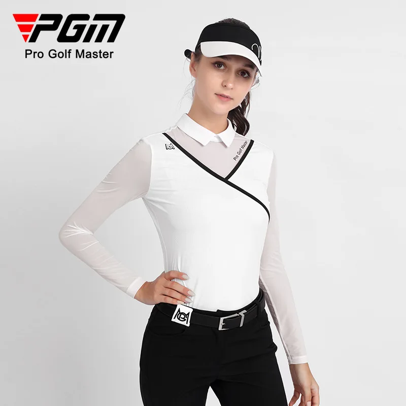 

PGM Women's Long Sleeve Sport Shirts Breathable Ice Silk Golf Sunscreen Shirt Slim Fit Outfits Zipper Apparel Golf Blazer Women