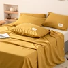 Washed Cotton Flat Bed Sheet Solid Bed Cover Single Double Queen King Size Bedsheet Linens Soft Bedspread (Pillowcase Can Order) 6