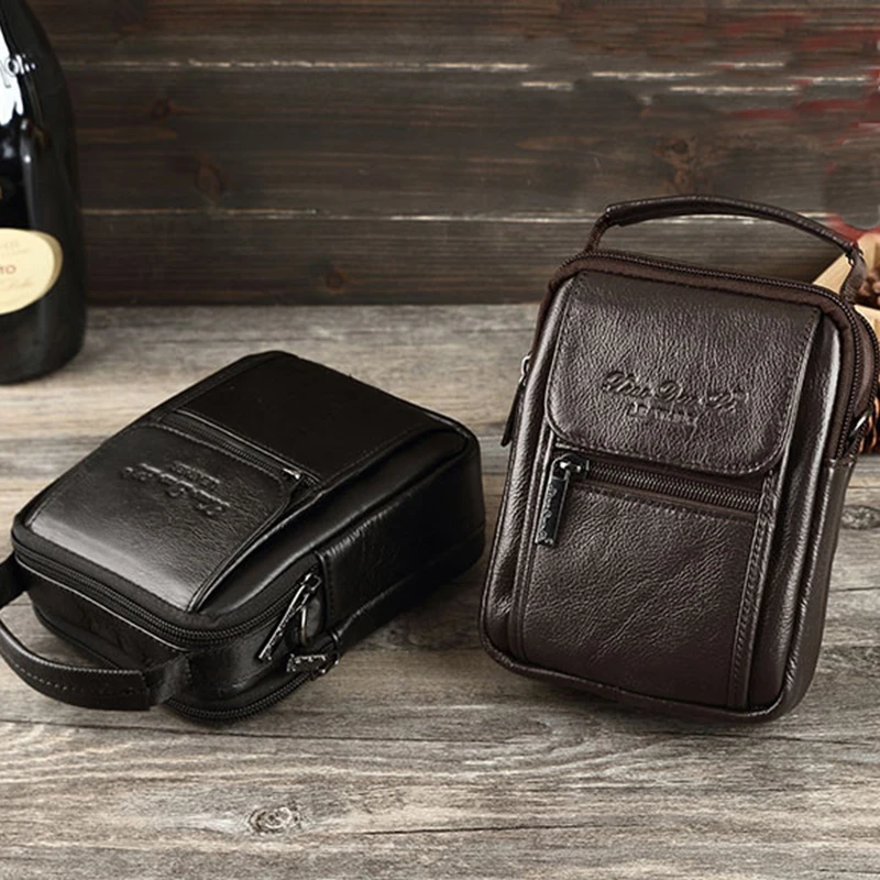 Kleine Herren-Schultertasche, Umhängetasche, Handtasche, Gürtel, Hüfttasche, Bauchtasche, echtes Rindsleder, Mini-Herrentasche_voghion.com