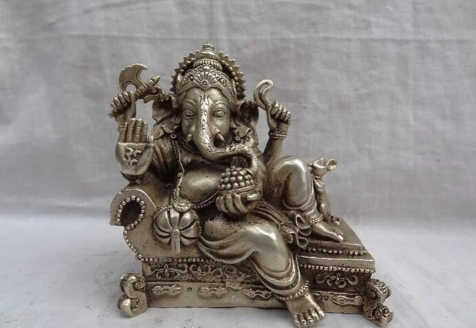 

Песня voge gem тибетская Серебряная 4-х ручная игровая мышь Ganapati Ganesh Lord Ganesha статуэтка Будды из латуни