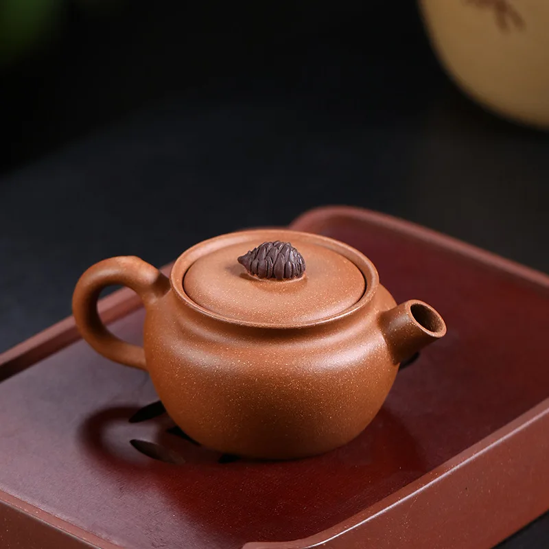 

Yixing Purple Clay Pot Semi Handmade Creative Pineapple Pot Original Mine Colorful Section Mud Ball Hole Kung Fu Tea Set Gift