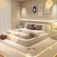 Lit de mariage multifonctionnel minimaliste moderne, chambre à coucher, espace de rangement, meubles de maison, taille Queen 1