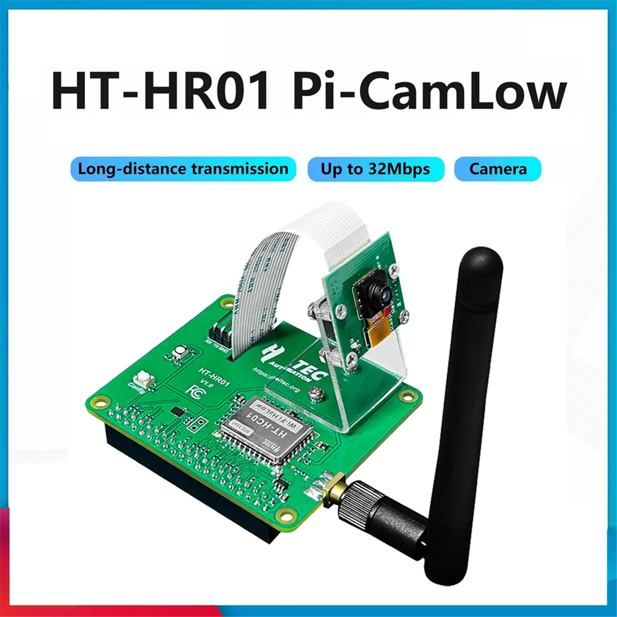 HAT 5MP 카메라 2KM 범위 32.5Mbps 메시 네트워킹용 SCLS HR01 WiFi HaLow 모듈 Pi-CamLow