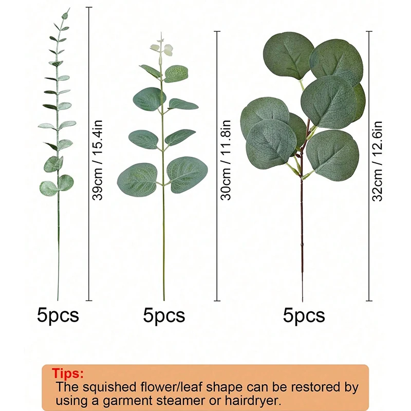 3/6/9Pcs Eucalyptus Artificial Plant Bouquet Fake Plant for Home Bedroom Decor Garden Wedding Decoration Outdoor Vase Ornament 5