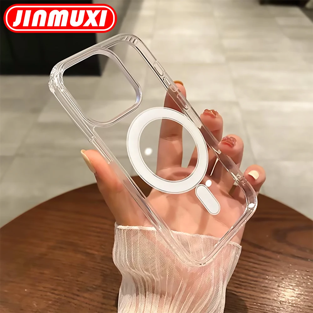 Magnetic Clear Acrylic Wireless Charging Case for iPhone - Transparent Cover