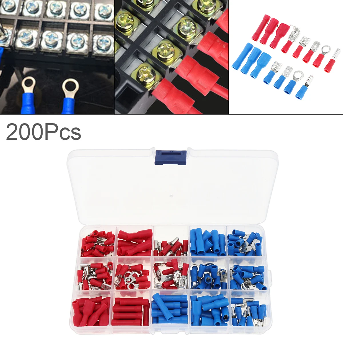 

200pcs Insulated Male Female Wire Connector 0.5 -2.5 mm Quick Wire Electrical Crimp Terminals Spade connectors Assorted Kit