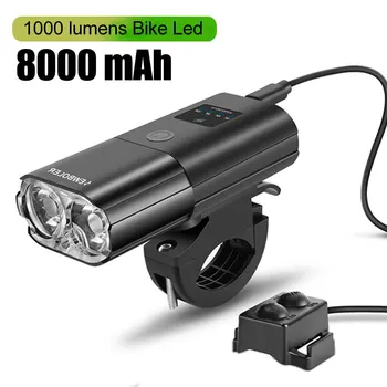 Luce per bicicletta 1000Lumen 4000mAh faro per bici Power Bank torcia per manubrio ricarica USB MTB ciclismo su strada evidenziare