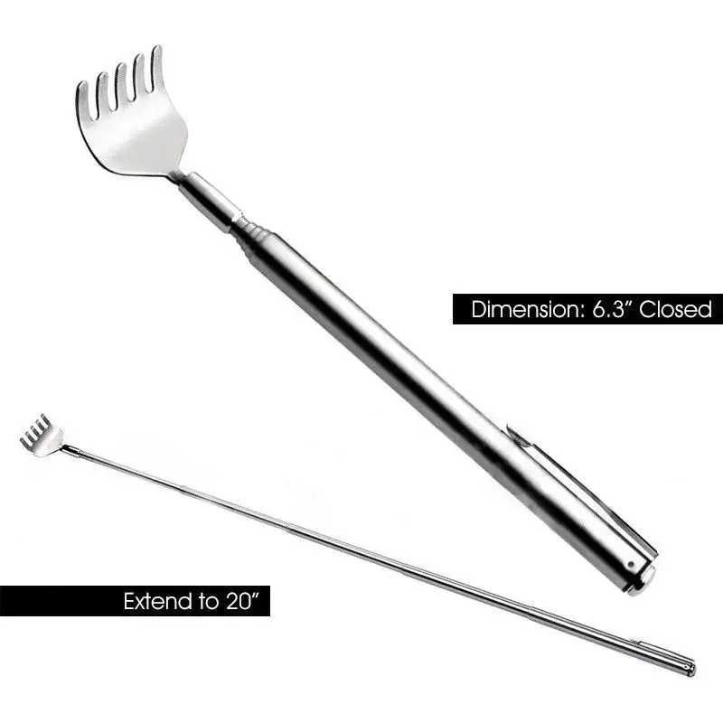 Portable Stainless Steel Telescopic Pen Clip Back Scratcher Itch Scratch Tool Adjustable 15cm-50cm back scratchers tickle tool