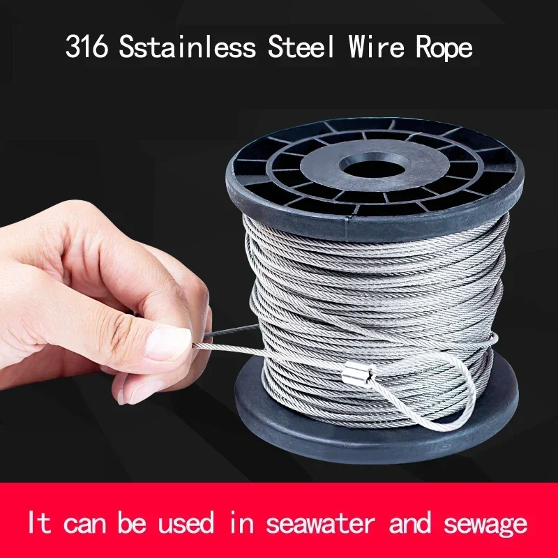 Standard 316 Stainless Steel Wire Rope Cable Diameter 0.6~4mm for Seawater