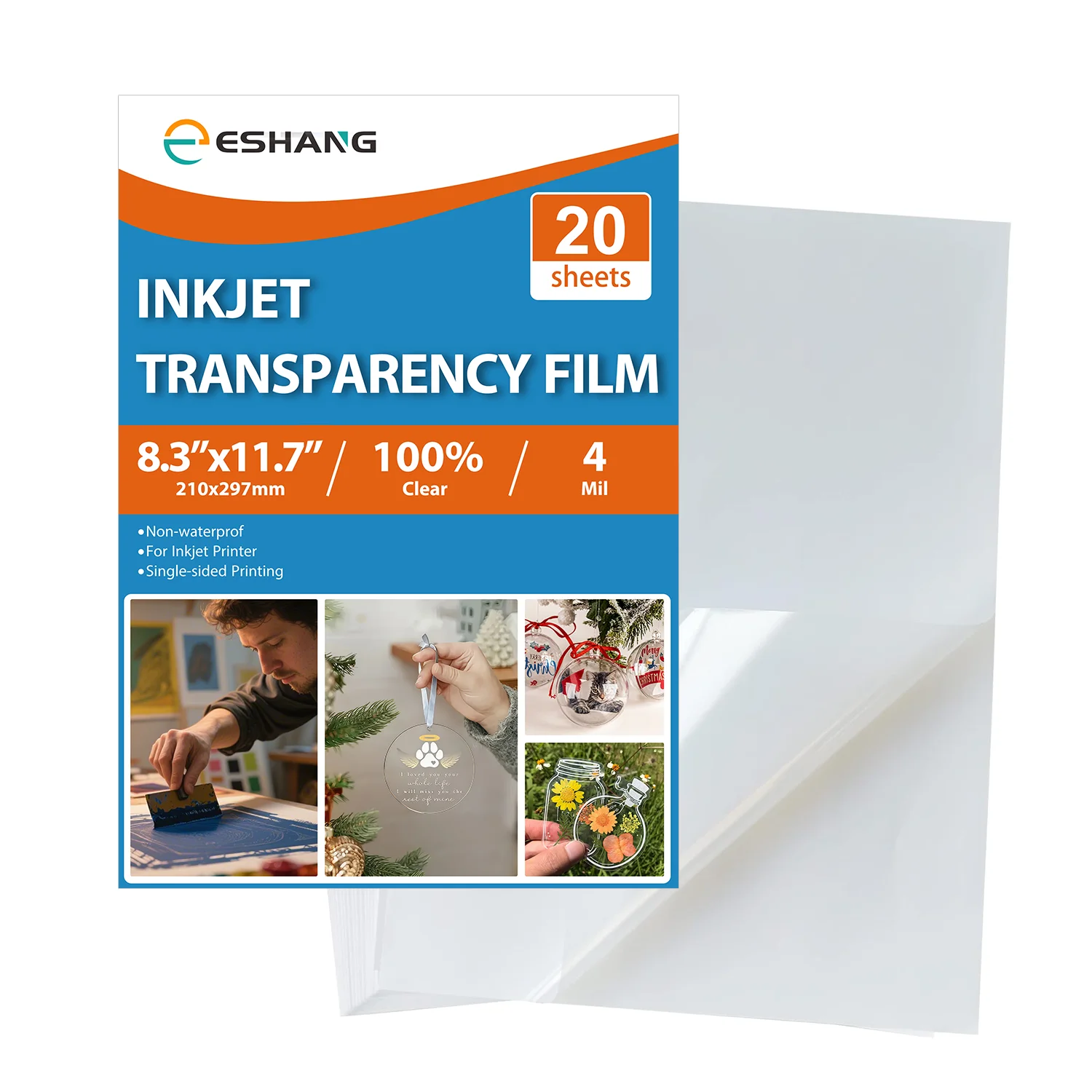 Ink/paper Transparent Inkjet Transparency Film 20 Sheets A4 for Overhead Projector, Clear ...
