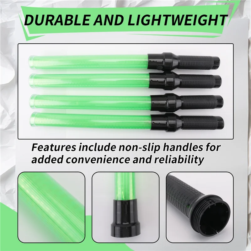 A36T-4Pack Traffic Wand 54Cm Led Traffic Control Wand Safety Light Wand With 2Flashing Modes Air Marshaling Signal Wand