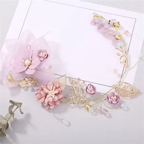 여성용 핸드메이드 티아라 웨딩 머리 장식, 진주 크리스탈 머리띠, 신부 헤어 액세서리, 쥬얼리 3