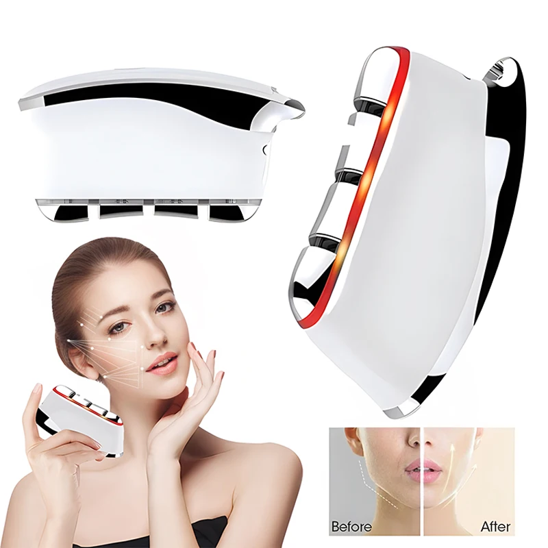 Face Masager Electric Micro Current Scraping Board V Face Lifting Ems Draging Meridian Massage Brush Strumento Di Bellezza