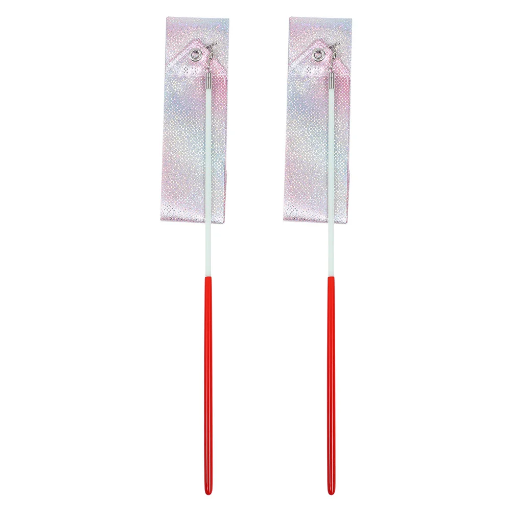 

2 Pcs Rhythmic Gymnastics Ribbons Dance Performing Wand Streamers Play Polyester Rainbow