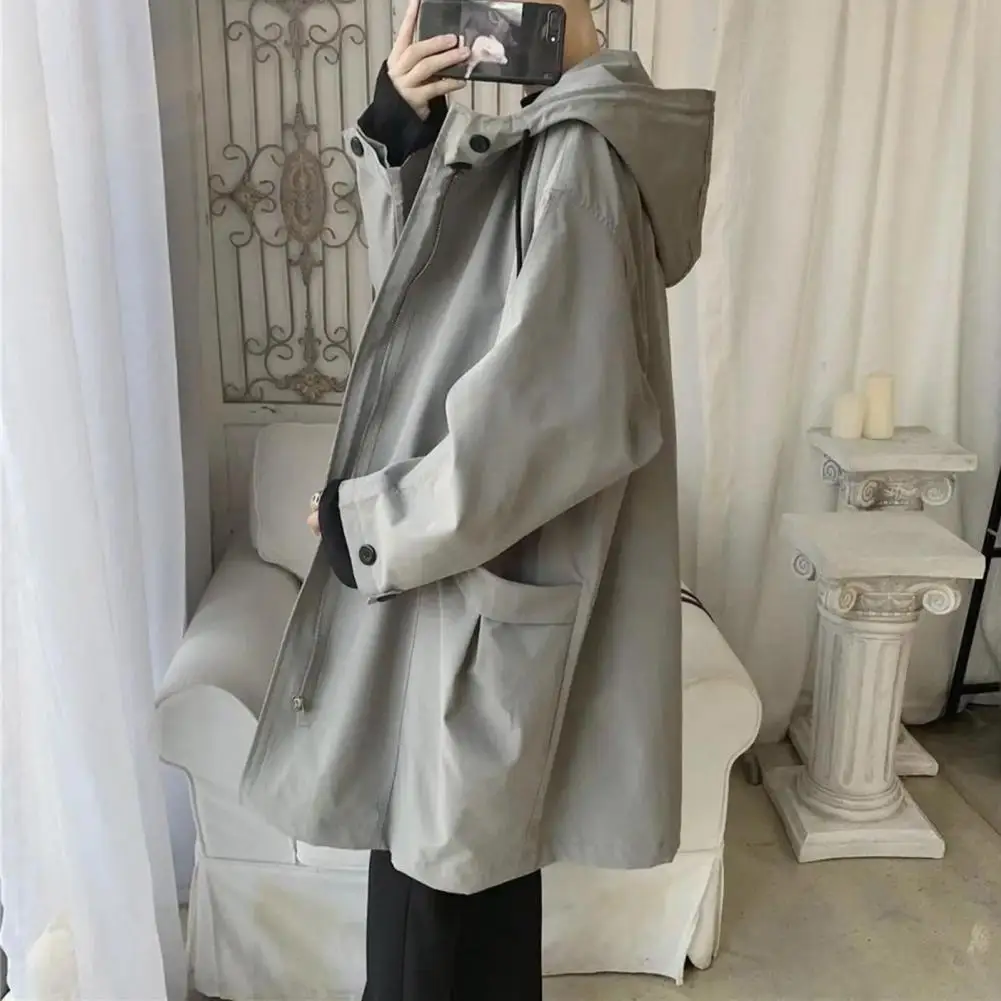 Waterproof Windbreaker Jacket Casual Men Jacket Outdoor Jackets Men Spring Autumn Mid-length Casual Hooded Coat