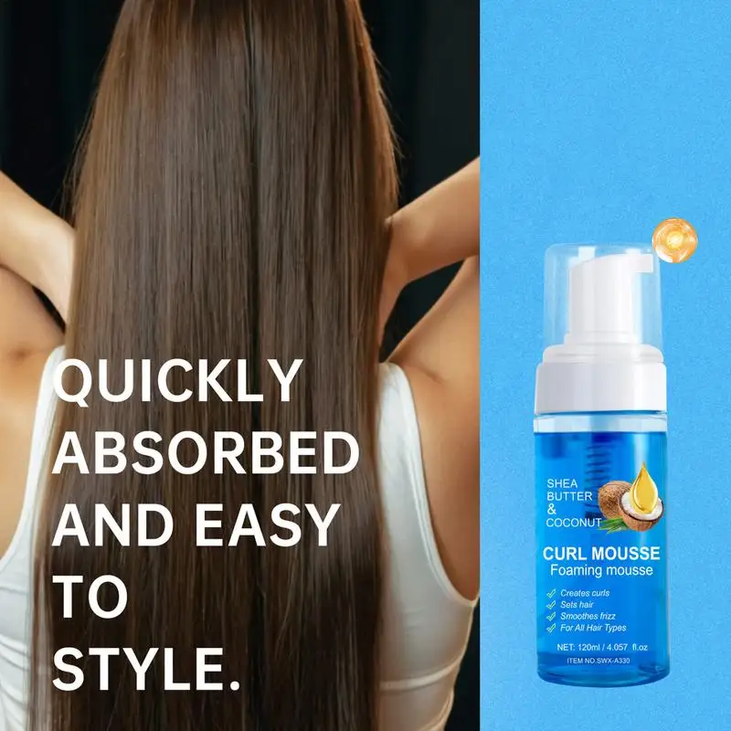 Curl Mousse Foaming mousse Curl Mousse oil Soft Foaming 120ml Hair for Curly Hair Defines Curls Anti Frizz