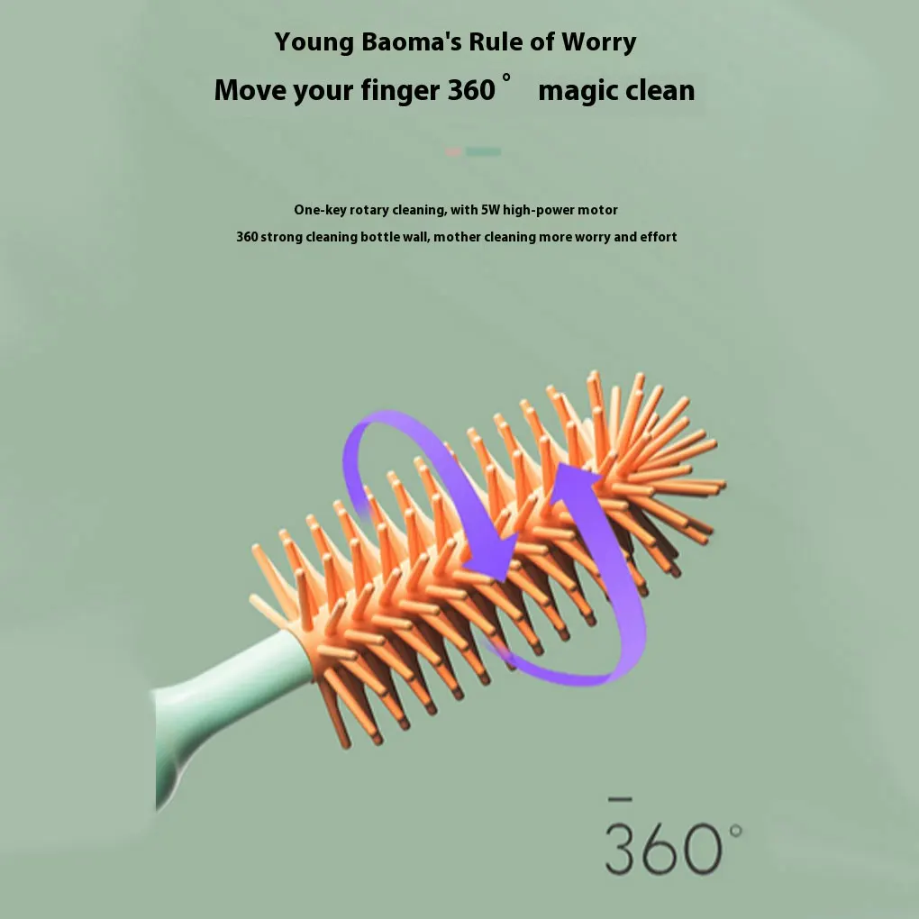 Portable 3-in-1 Electric Silicone Bottle Brush Cleaner Set