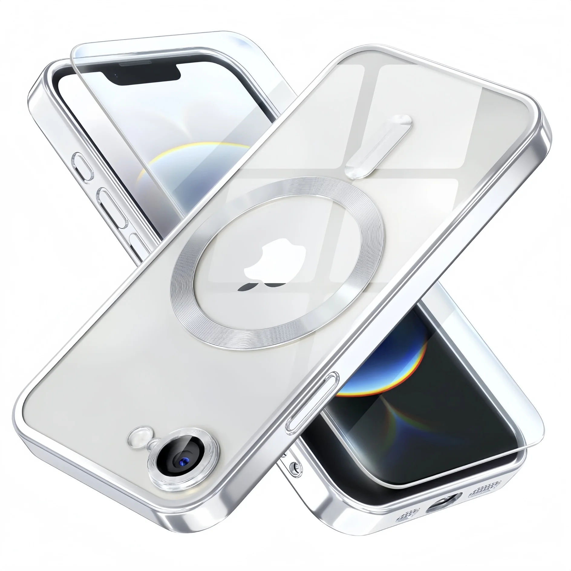 Magnetic Titanium Case with Screen Protector and Camera Cover - Metallic Glossy Luxury Finish