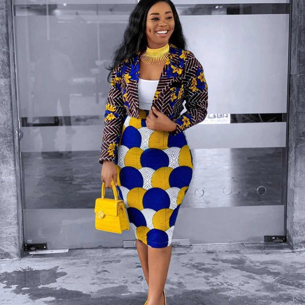 

Skirt Suit Women's Clothing Fashion Long Sleeve Blazer + Skirt Set Africa Clothing Dress Suit Two Piece Set Harajuku Slim Fit