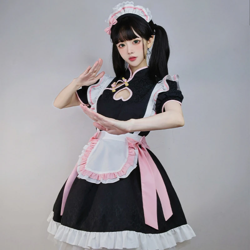 Vestido de empregada rosa Lolita para mulheres, traje Cosplay Anime, roupas  kawaii, sexy, doce, japonês, dramatização, festa de Halloween - AliExpress