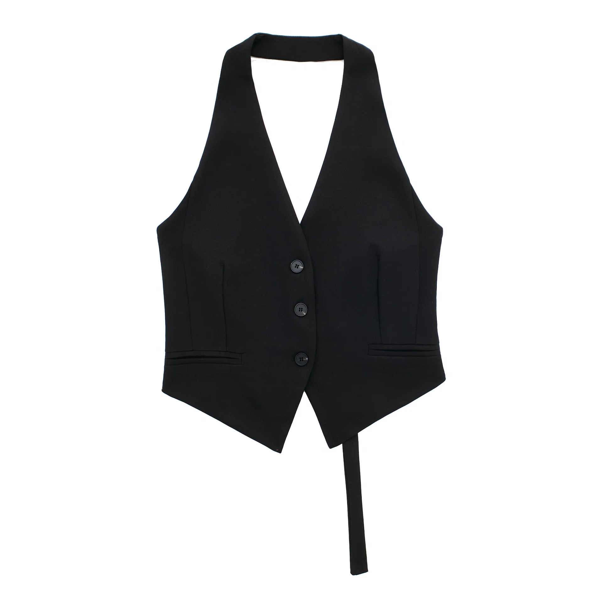 Italy製 back open halter neck vest 海外ガール Women's Halter Neck Sleeveless Vest With Open Back, Backless
