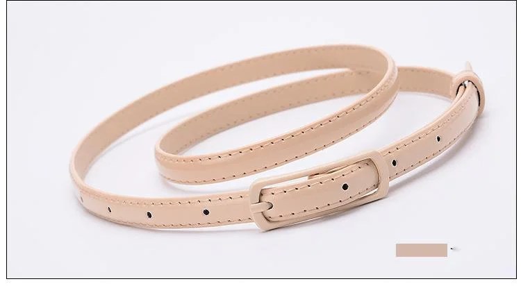 Thin Belt For Women Patent Leather Candy Colour Fashion Design_voghion.com