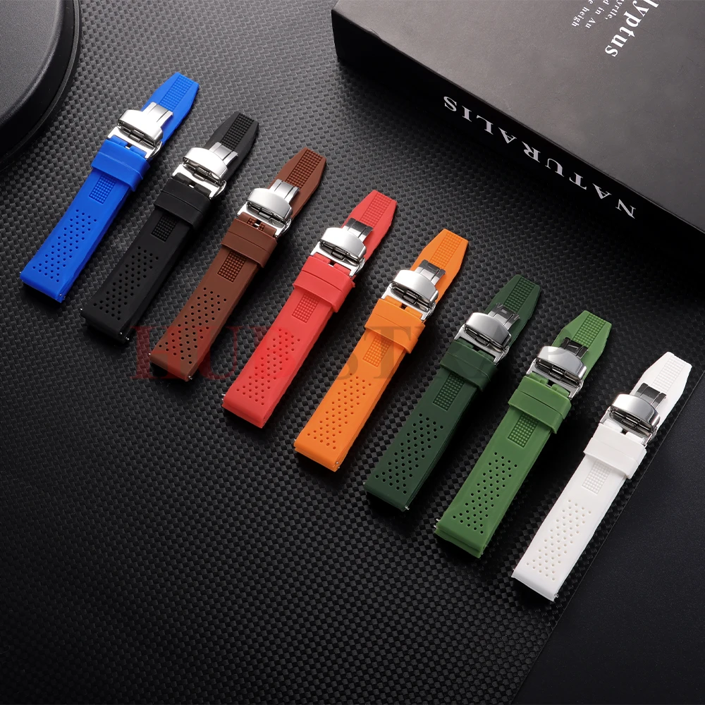 Premium Waterproof Silicone Watch Band with Butterfly Buckle - Soft Rubber Strap Replacement
