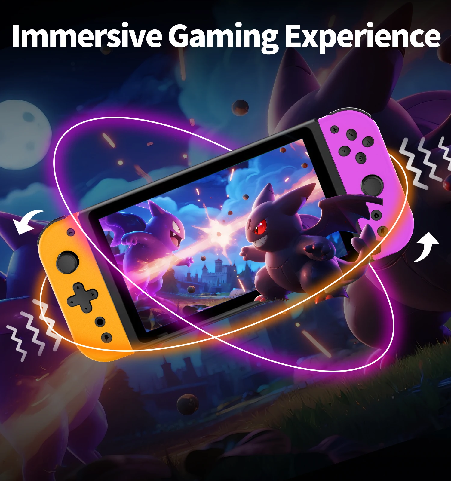 Controle Joy-Cons sem fio L/R para Nintendo Switch 1/OLED/Lite - Controle sem fio com vibração dupla e função de ativação._voghion.com