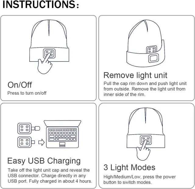 LED Beanie with USB Light 35