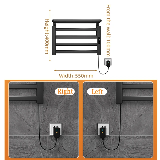 80w Bathroom Towel Warmer Electric Towel Rack 30-70℃ Touch Screen  Adjustabletemperature 1-8 Hour Timer Heated Towel Rail Shelf - Towel Warmers  - AliExpress