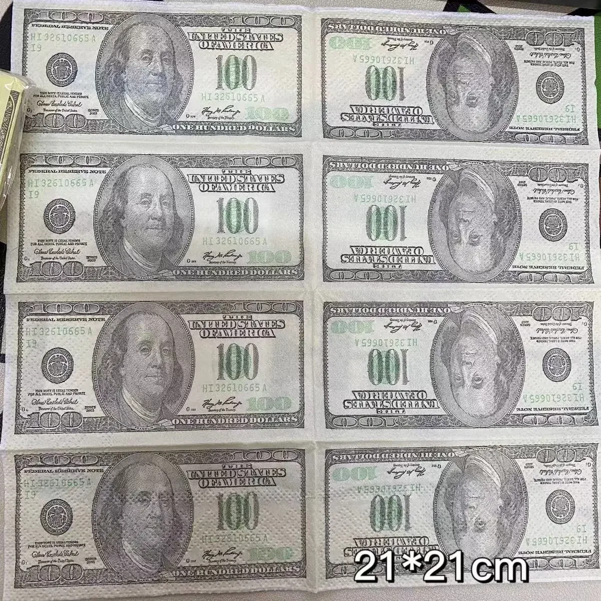 Creative Simulation Dollar Printing Paper Towel Handsheet Paper Raw Wood Pulp Napkin Portable Handsheet US Dollar Napkin