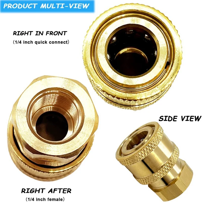 2Pc 5000PSI Sewer Jet Nozzle With Pressure Washer Coupler, Brass Fittings Quick Connector,1/4 Inch Connect To Female NPT 4