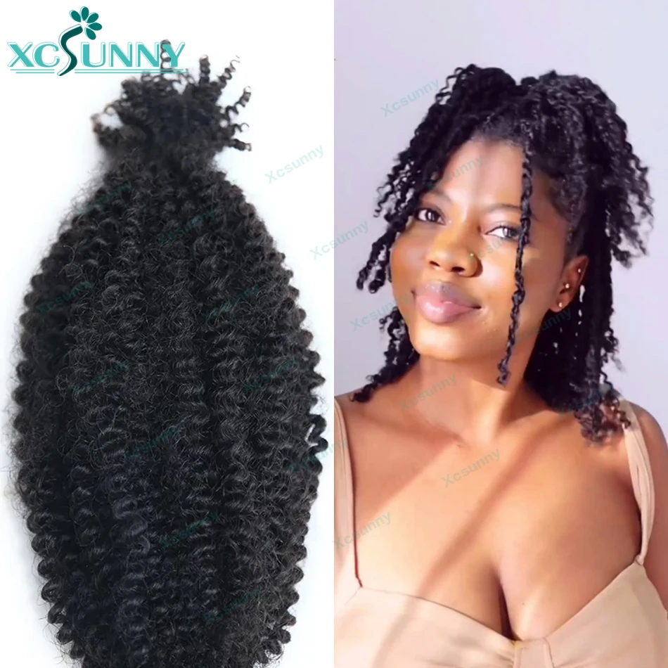 Bulk Human Hair Afro Kinky Curly Hair For Twist Braids No Weft Twist Hair Extensions Braiding Afro Kinky Bulk Hair For Twist