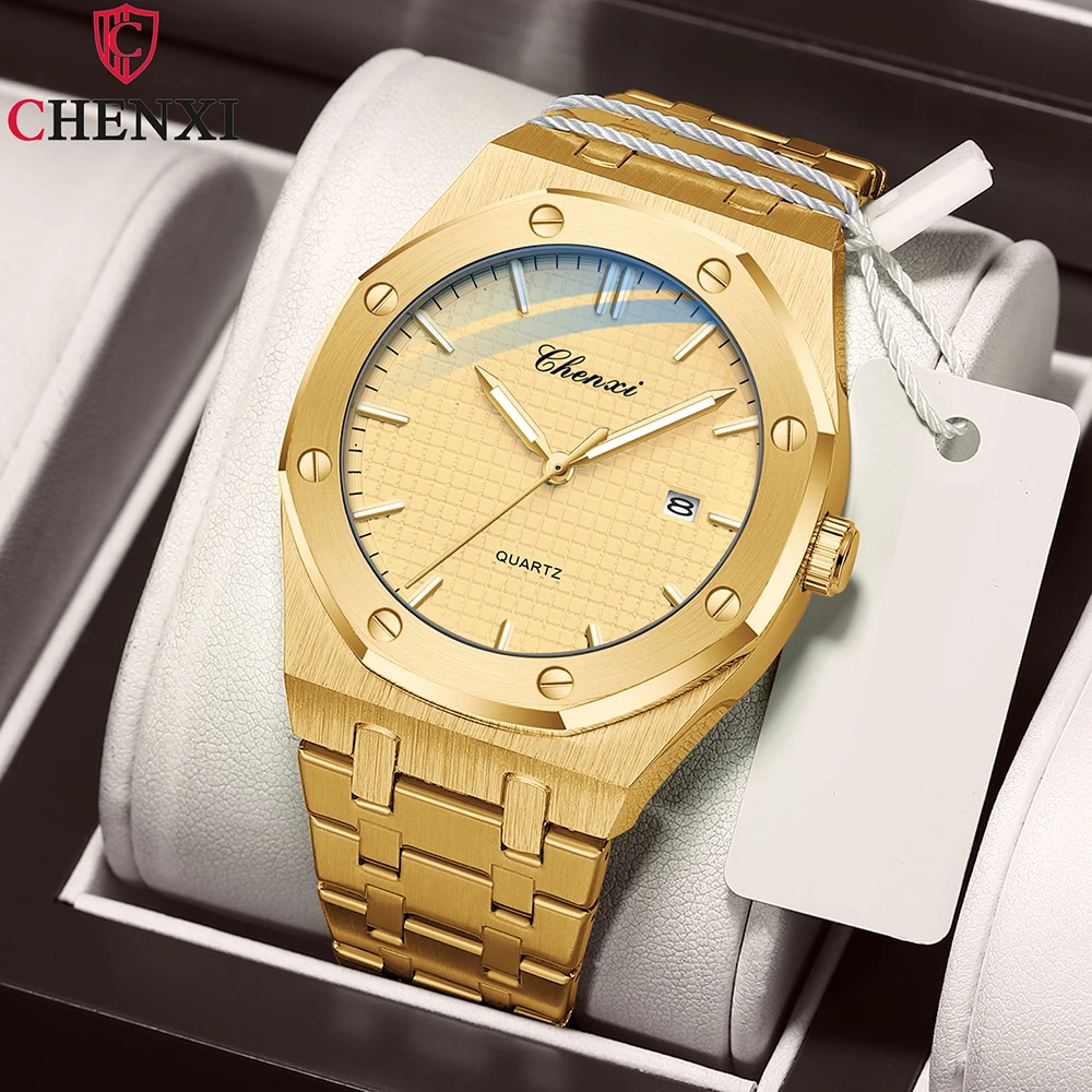 

CHENXI Luxury Watch Men Gold Stainless Steel Fashion Quartz Wristwatches Waterproof Watches For Men Business Relogios Masculino