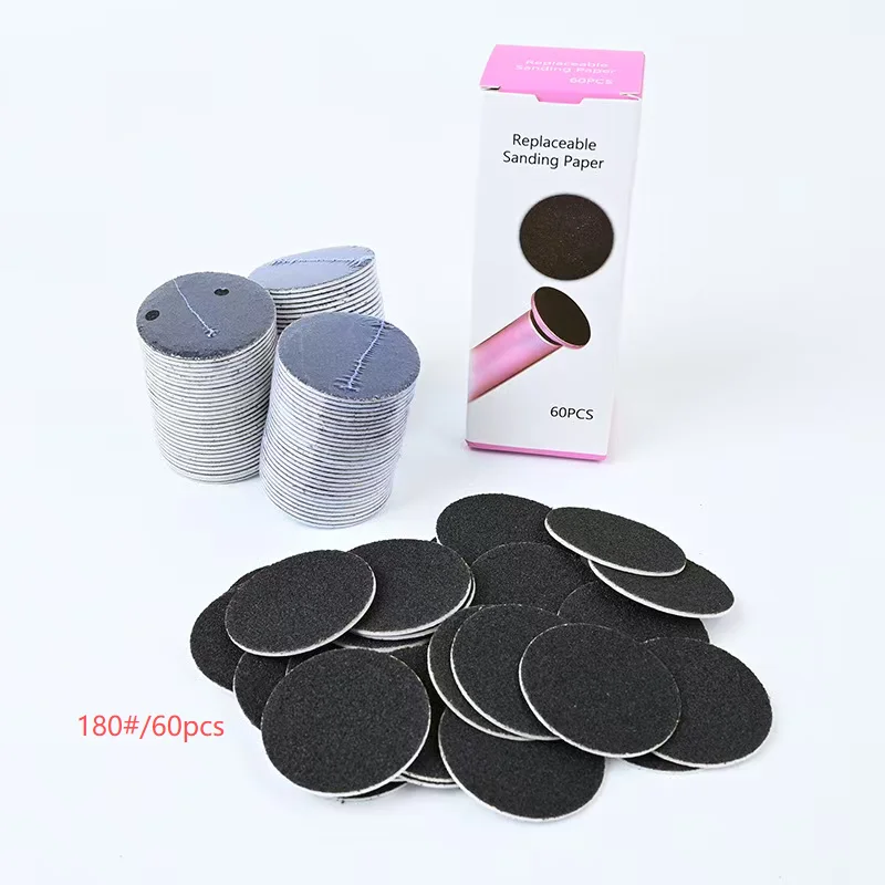 Nail File Sanding Paper TP43mm 60pcs/Box Nail File Cuticle Callus Replaceable Sanding Paper Professional Pedicure Foot Dead Skin Sandpaper for Electric