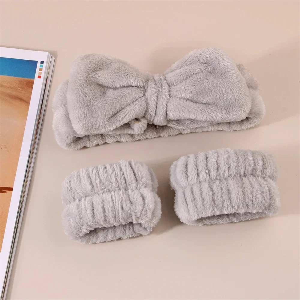 Luxurious Coral Fleece Face Wash Headbands & Absorbent Wristband Set