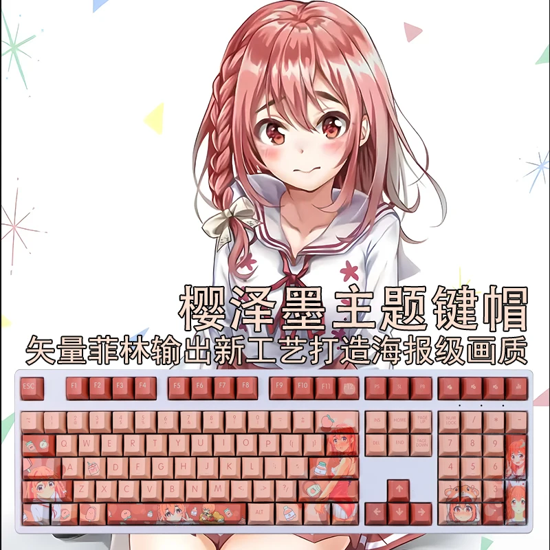 Chaves Conjunto Pbt Tintura Subbed Keycaps dos Desenhos Animados Anime Gaming Key Caps Cherry Perfil Keycap para Alugar Namorada Sakurasawa Sumi 108