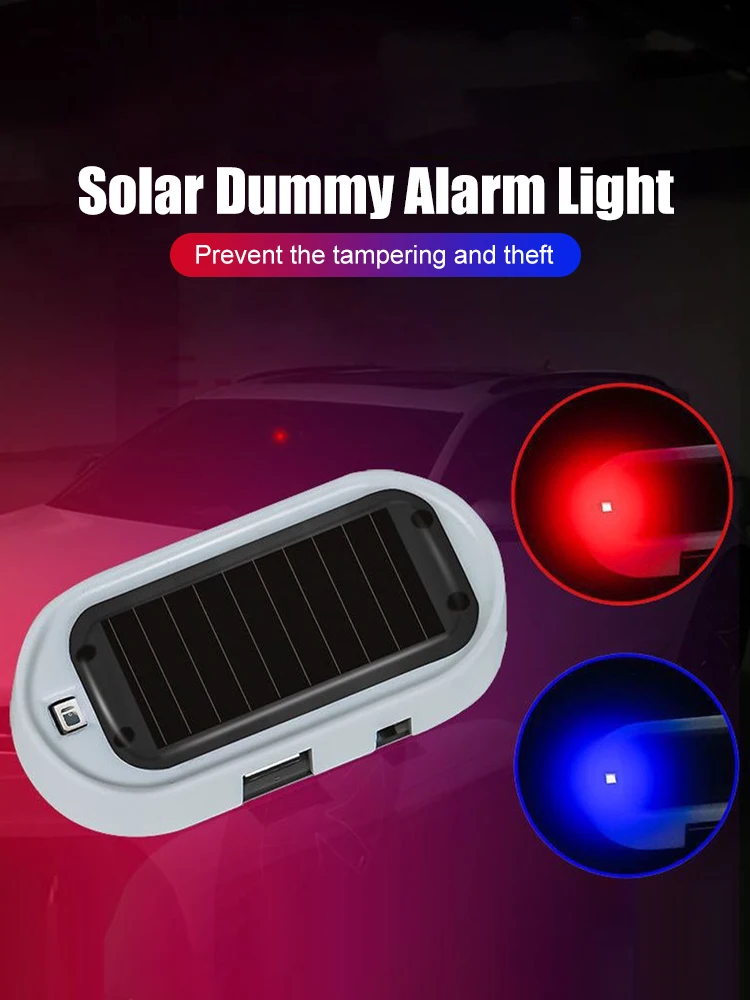 

Solar Power Simulated Dummy Car Alarm Light LED Fake Warning Light Anti-Theft Warning Flashing Signal Auto On/Off with USB Port