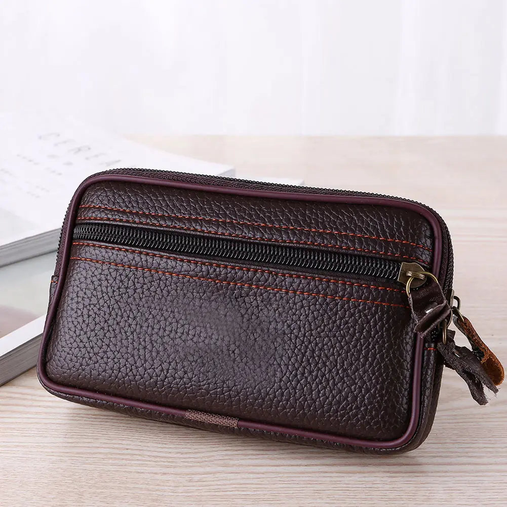 Multi-function Travel Waist Packs Pouch for Passport Money Bag PU Leather Double Layer Zipper Wallet Gift Chest Pack Card Bag
