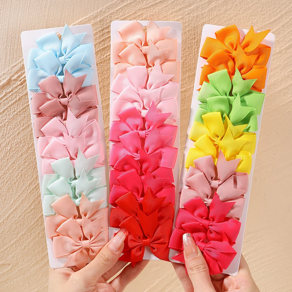 10Pcs/Set New Cute Ribbon Bowknot Hair Clips for Kids Handmade Bows Hairpin Barrettes Headwear Baby Girls Hair Accessories Baby & Maternity