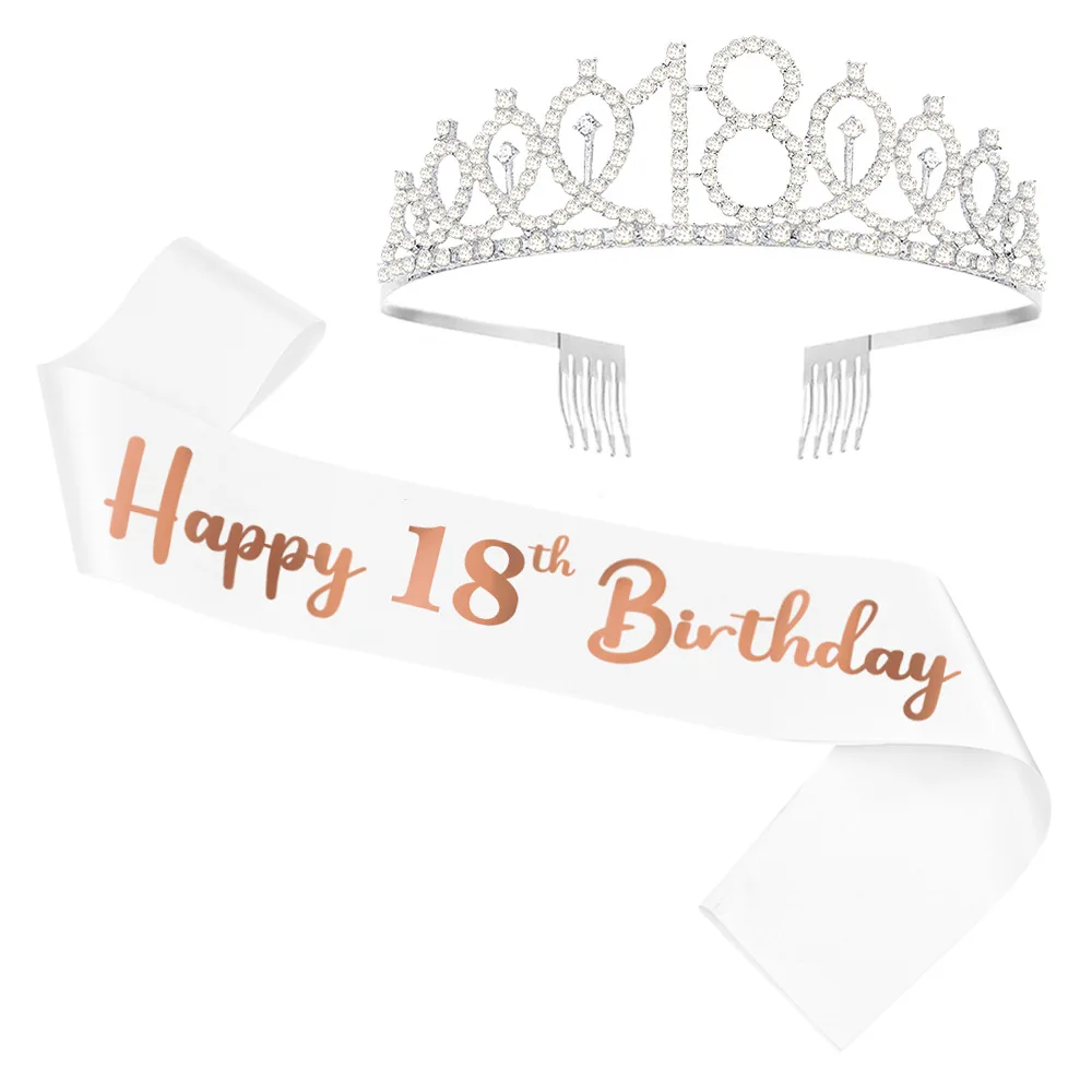 

13 Birthday Decorations Gir Tiara Crown Sash 10 13 16 18 20 21 30 40 50 60 70 80 Happy Birthday Decoration Supplies