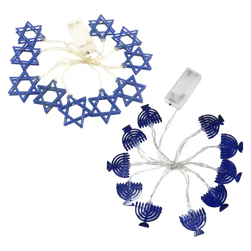 

Hanukkah Star String Light Hanukkah LED Light Decoration Star of David Indoor String Lights Battery Operated Window Decorations