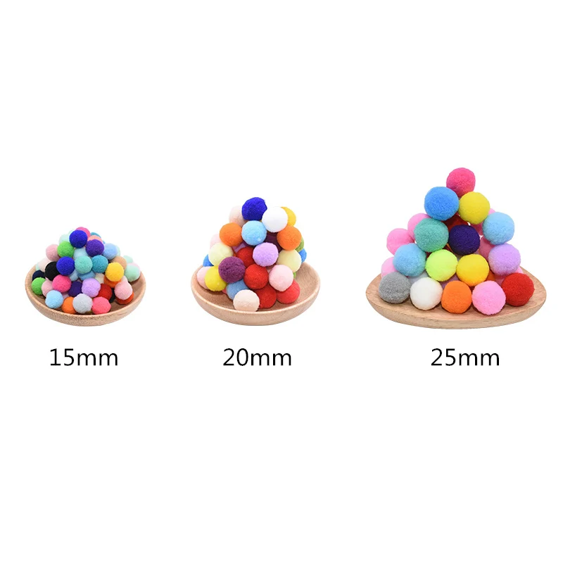 100Pcs 15-25mm Colorful Pompoms DIY Dolls Garment Handmade Material Soft Fluffy Pom Poms Ball For DIY Kids Toys Accessories